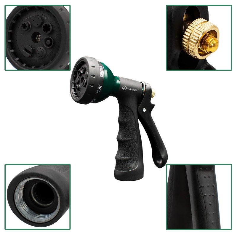 AUTOMAN-Garden-Hose-Nozzle, Metal Water Spray Nozzle with Heavy Duty 7 Adjustable Watering Patterns,Slip Resistant for Watering Plants,Lawn& Garden,Washing Cars,Cleaning,Showering Pets & Outdoor Fun. - Image 3